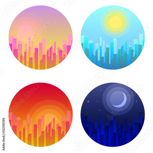 Daytime cityscape. Vector