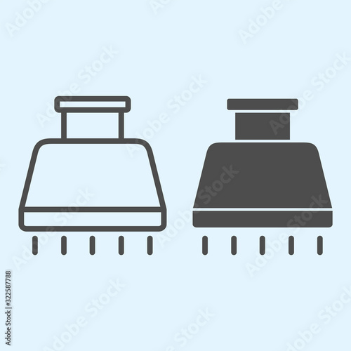 Cooker hood line and solid icon. Air flow exchange extractor, health food cooking. Home-style kitchen vector design concept, outline style pictogram on white background, use for web and app. Eps 10.