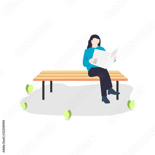 people reading news in newspaper at the park vector illustration design