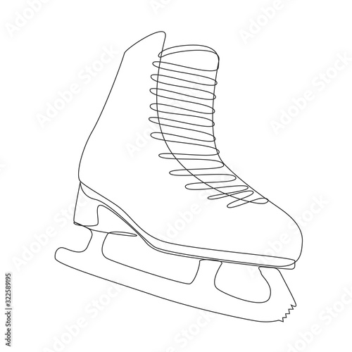 Figure skates one line drawing on white isolated background. Vector illustration