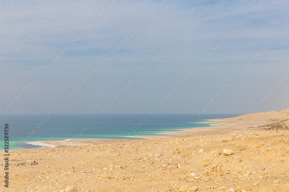 The eastern shore of the Dead sea. Jordan.