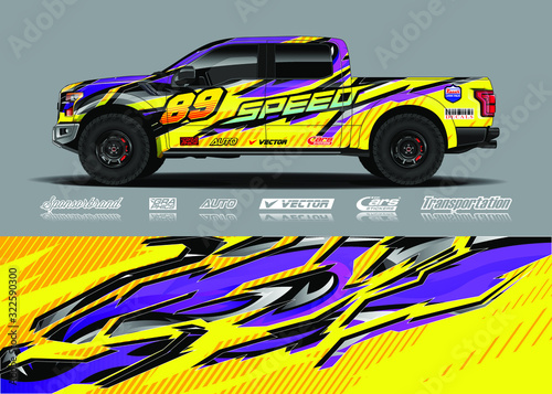 Truck wrap design vector illustration. Modern sport graphics. Abstract stripe racing and grunge background for wrap all vehicle  race car  rally  adventure vehicle and car livery.