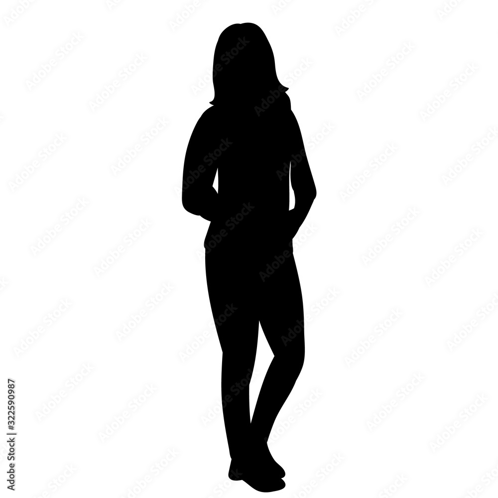 Fototapeta premium isolated, black silhouette girl stands