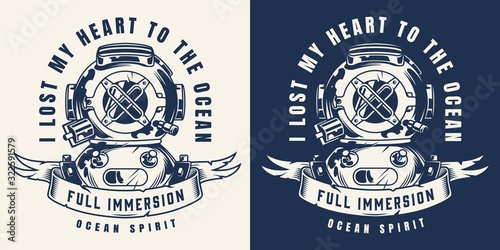 Vintage sea monochrome badge