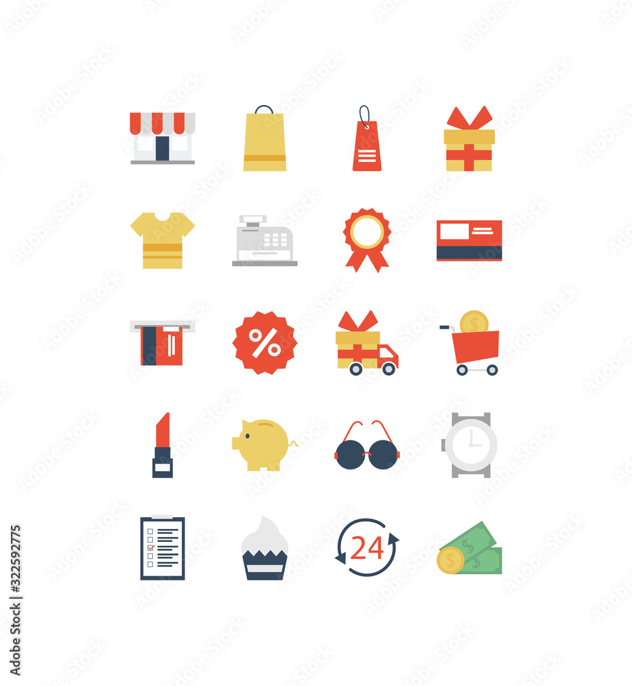 Obraz premium set of icon shopping, e-commerce on white background