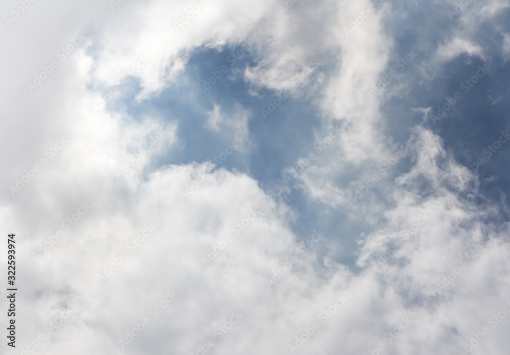 Obraz premium white cloud and blue sky background and texture. cloudy day in summer.