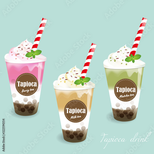 タピオカドリンク　3種類　生クリームのせ