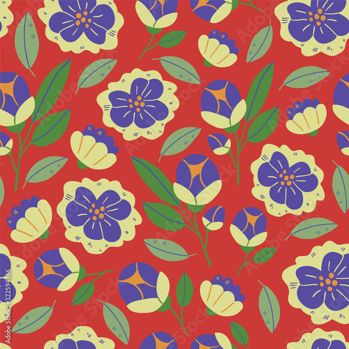 Square banner with spring flowers in bloom