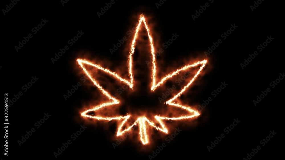 Flaming marijuana cannabis leaf against a black background. 3D Render Flaming marijuana cannabis leaf against a black background. 3D Render