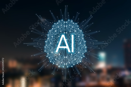 The concept of Autonomous things and smart city. Social infrastructure under the control of AI(Artificial Intelligence). ICT(Information Communication Technology). Smart processors