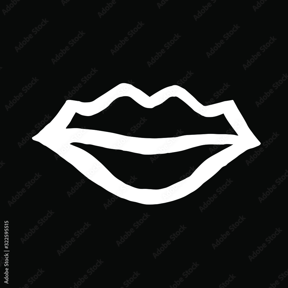 Vector illustration. Close-up of abstract devil / octopus lips on black isolated background. Cover design, clothes print. Vector illustration. Close-up of abstract devil / octopus lips on black isolated background. Cover design, clothes print.