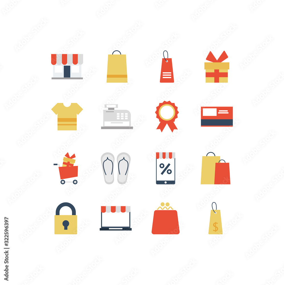 set of icon shopping, e-commerce on white background set of icon shopping, e-commerce on white background