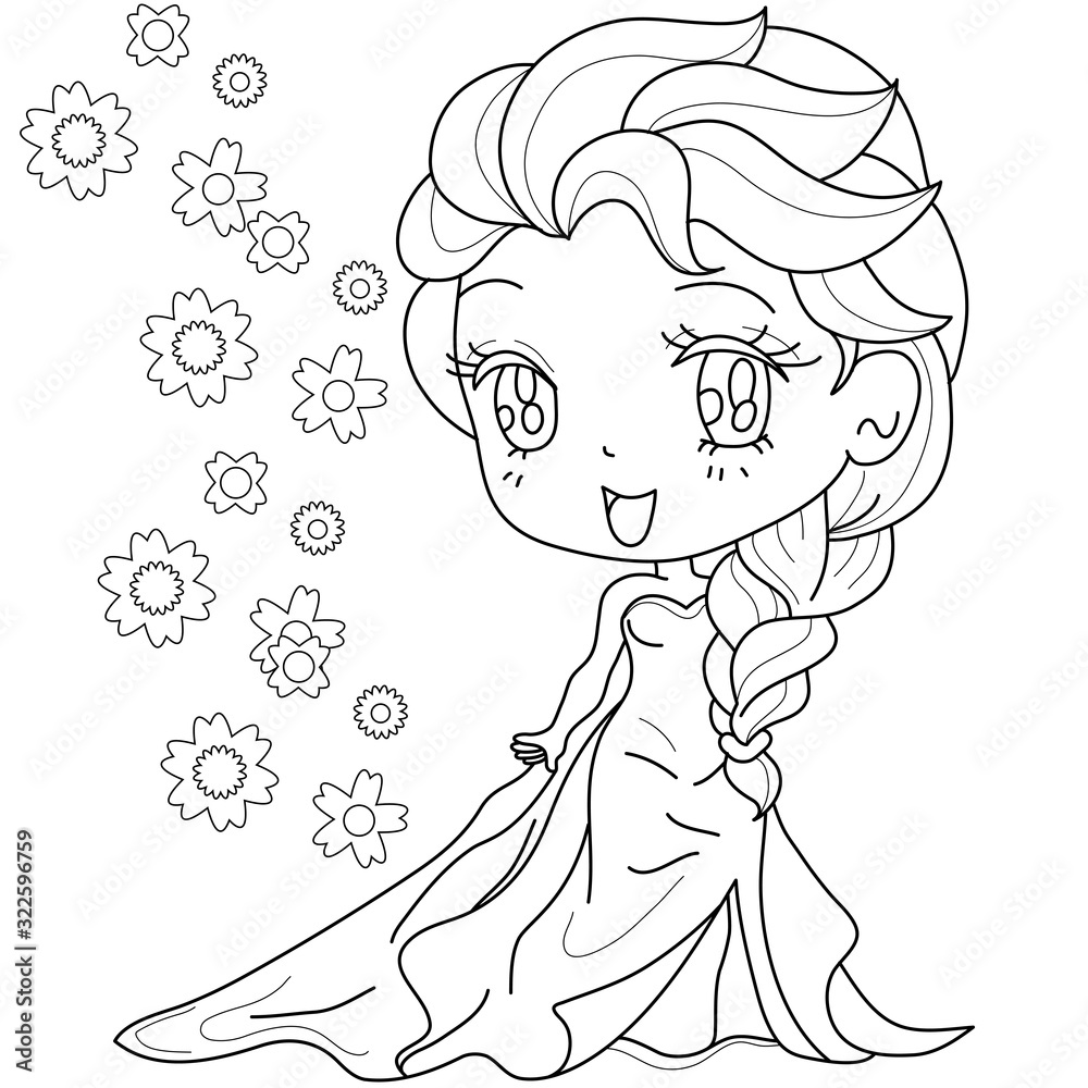 Cute fairy-tale Princess on a white background for kids coloring book, vector illustration. Cute fairy-tale Princess on a white background for kids coloring book, vector illustration.