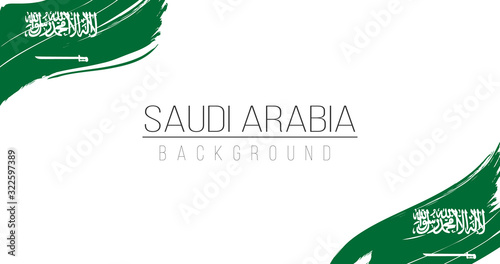 Saudi Arabia flag brush style background with stripes. Stock vector illustration isolated on white background.