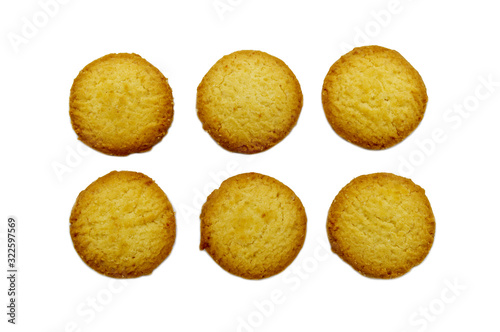 Christmas Danish style butter cookies biscuit isolated on white background . Snack for Season's greetings.