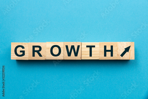 GROWTH Word Written On Wood Cube 