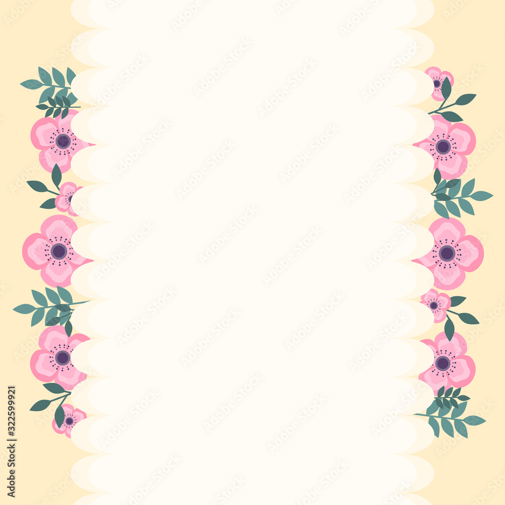 This is background with flowers, leaf. Cute card. Could be used for flyers, banners, postcards, holidays decorations, spring holidays, Women’s Day, Mother’s Day, wedding.