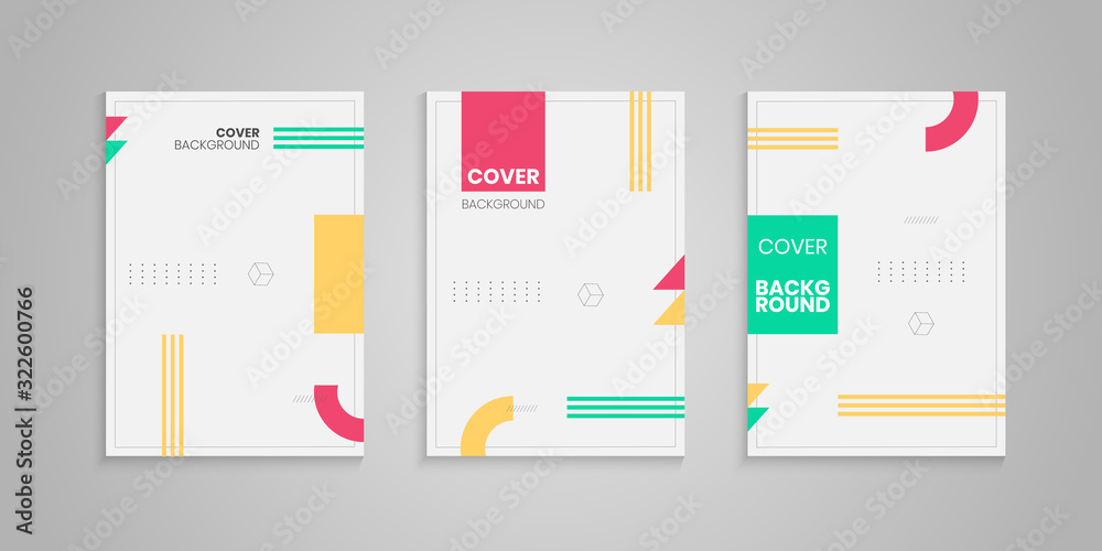 Memphis style cover template set, minimal cover design template set with memphis style Memphis style cover template set, minimal cover design template set with memphis style