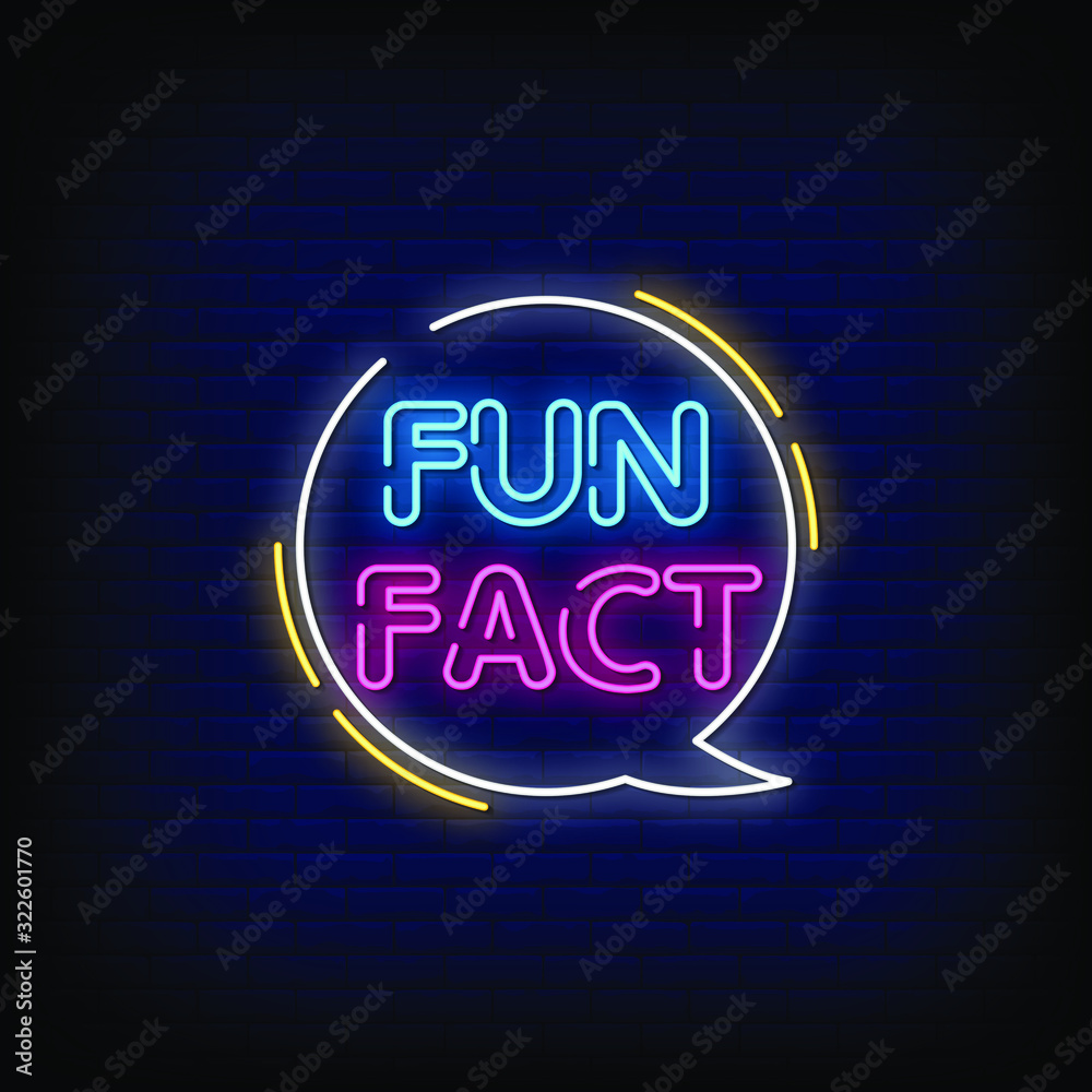 Fun Fact Neon Signs Style Text Vector