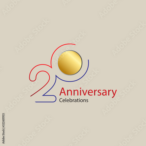 20 Year Anniversary Vector Template Design Illustration