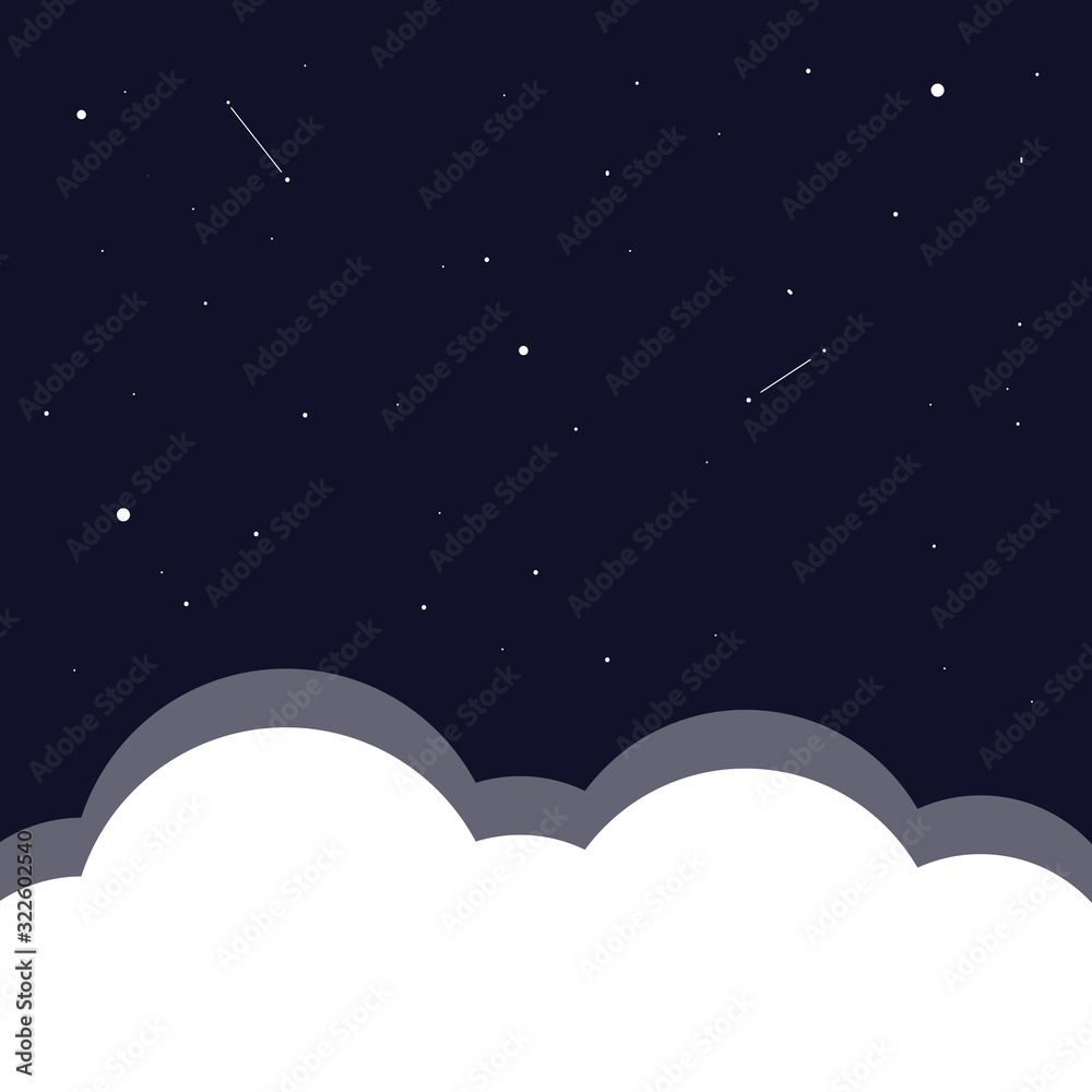 Sky background with clouds and stars vector illustration