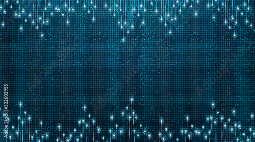 Light Technology Microchip on Future Background,Hi-tech Digital and security Concept design,Free Space For text in put,Vector illustration.