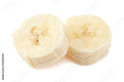 fresh sliced banana isolated on white background