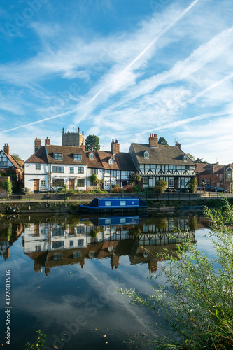 A picturesque group of idyllic cottages near Abbey Mill in the town of Tewkesbury, Gloucestershire, Severn Vale, UK