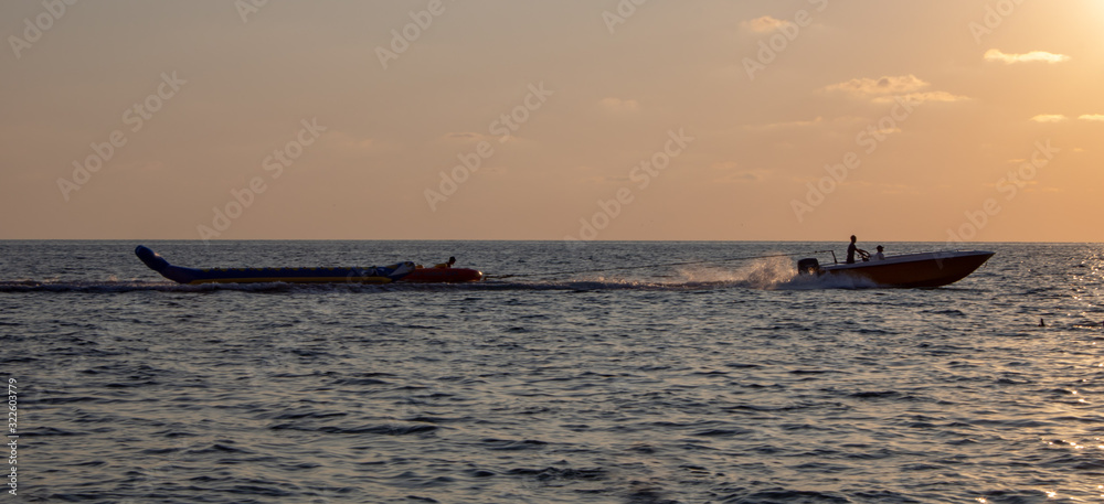 Black Sea of Sochi riding high-speed boats on a hot summer day Black Sea of Sochi riding high-speed boats on a hot summer day