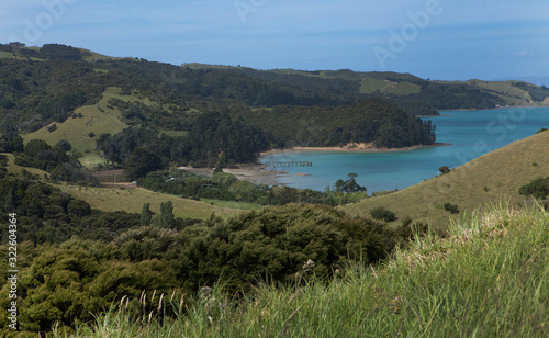 Waiheke Island New Zealand. Hills and coast. Auckland © A