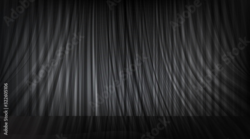 Vector Waving Black curtain with stage background,modern style.