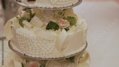 wedding cake during wedding recetion photo
