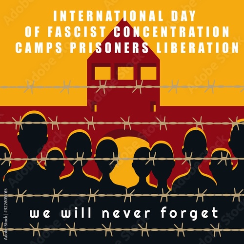 Vector illustration. International Day of Fascist Concentration Camps Prisoners Liberation poster photo