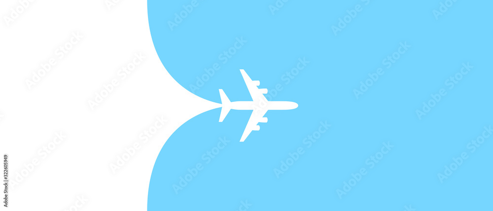 Airplane opening background behind itself. Simple stylish background for  air travel, cruises, tours. Business card, banner for a trip abroad on  vacation. Airport advertising Stock Vector | Adobe Stock