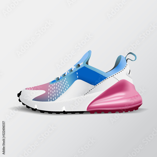 Realistic sport running shoe for training and fitness