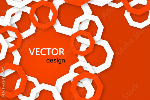 Digital vector illustration with modern pattern of octagons on bright lush lava background