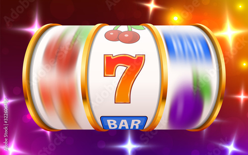 Slot machine wins the jackpot. 777 Big win casino concept.