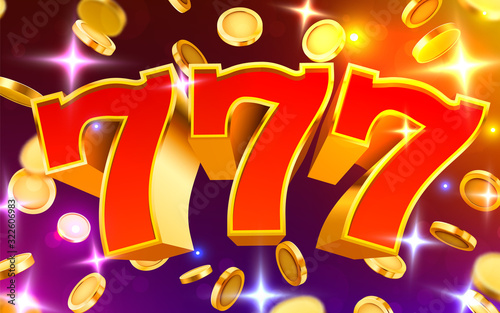Golden slot machine 777 wins the jackpot. Big win concept.