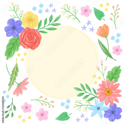 frame of water color flowers