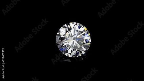 Natural big round diamond on a black background Unique extreme close up shooting. 