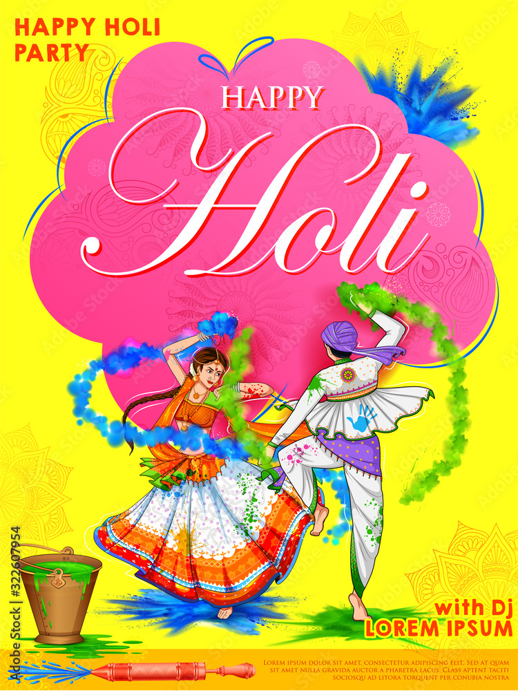 Fototapeta premium illustration of Happy Holi Background for Festival of Colors celebration greetings