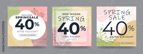 Social Media Post Banner Design Template for Spring Season Sale with Minimalis Style Design