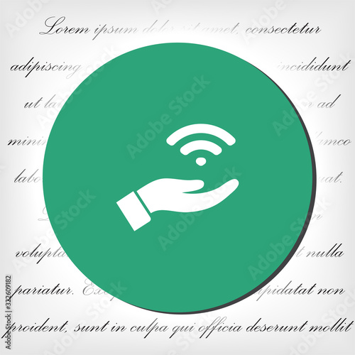 Wi fi icon in the hand , lorem ipsum Flat design