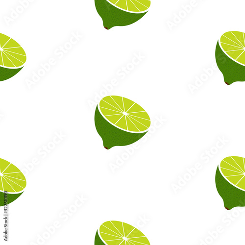 Seamless white background with half limes. Vector illustration design for greeting card or template.