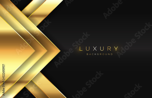Geometric 3d background with glossy gold element. Vector geometric illustration. Elegant wallpaper template