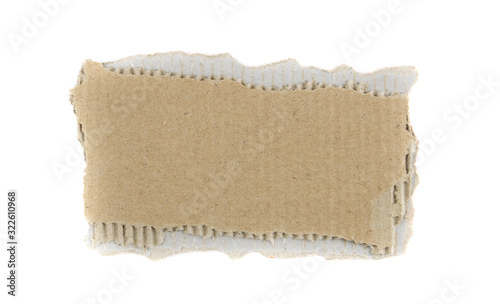 Torn pieces recycled cardboard isolated on white background. Banner. Copy space