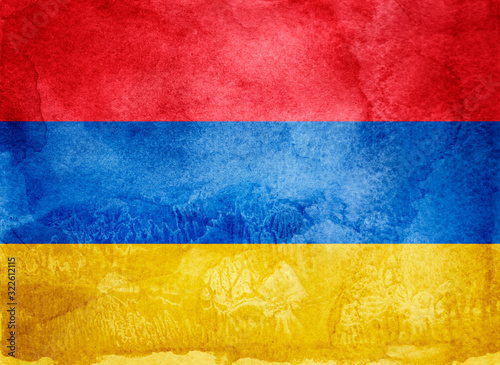 Foto Watercolor flag on background. Armenia