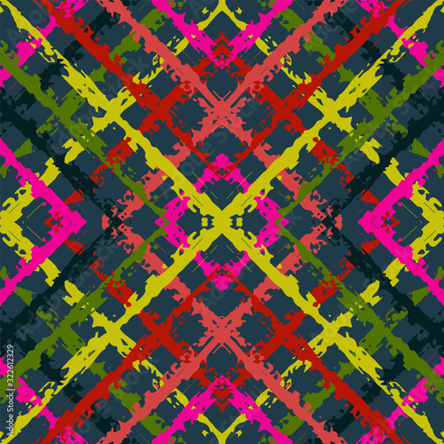 Blue Psychedelic Tile Vector Seamless Pattern. 