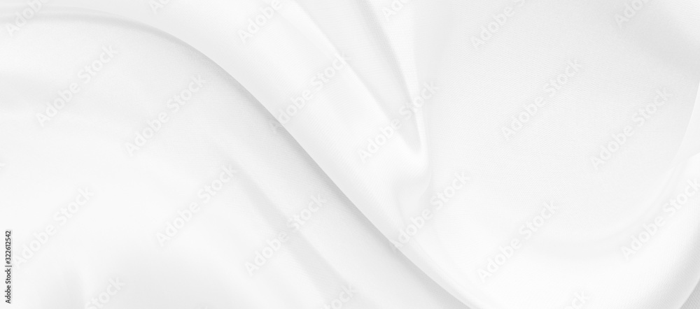 Fototapeta premium White gray satin texture that is white silver fabric silk panorama background with beautiful soft blur pattern natural.