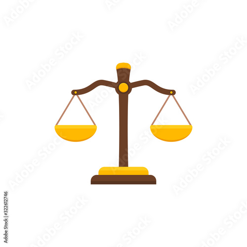 Justice libra icon in a flat design. Vector illustration